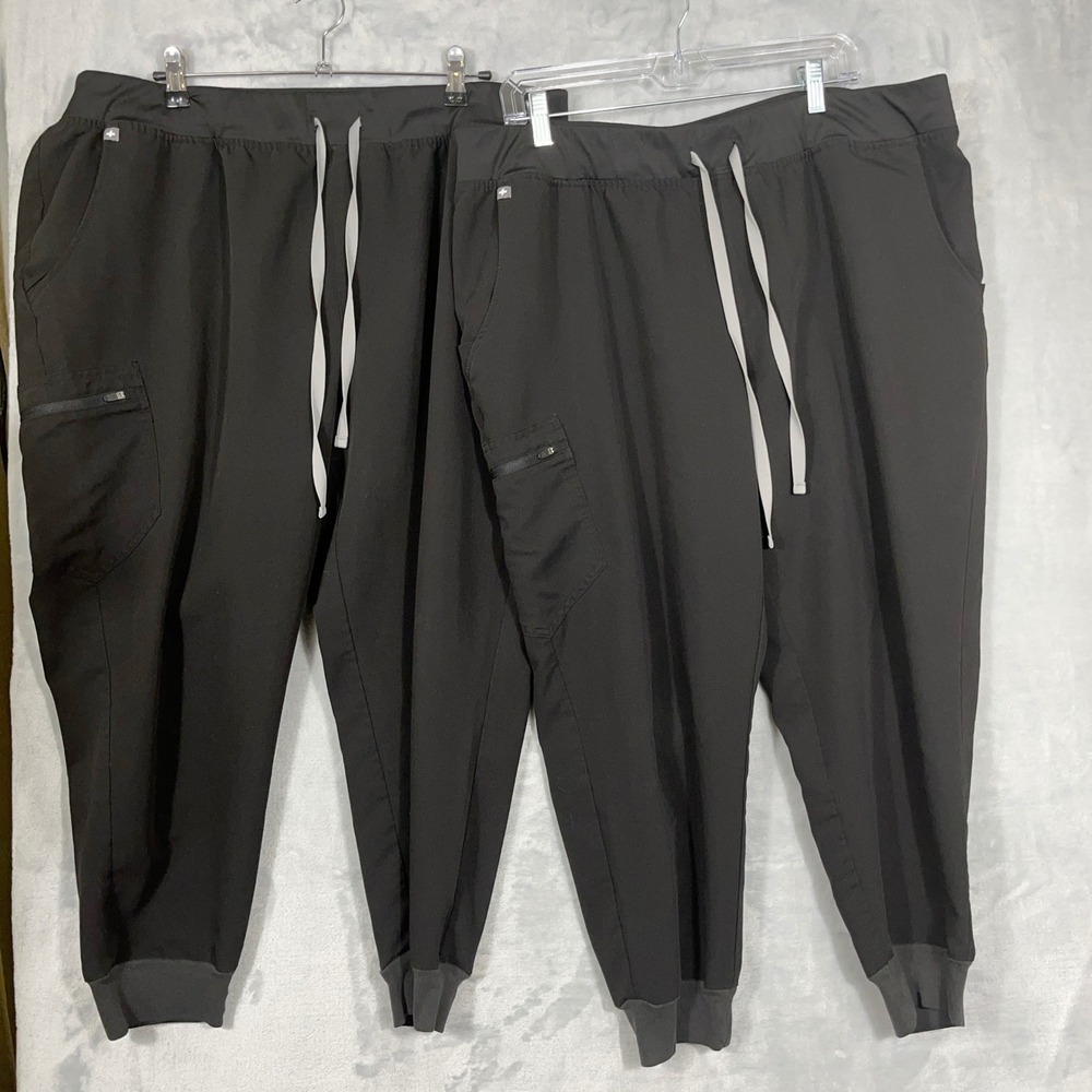 FIGS Women Scrub Pants 3XL Petite Black Zamora Jogger LOT OF2 Cargo Medical Work